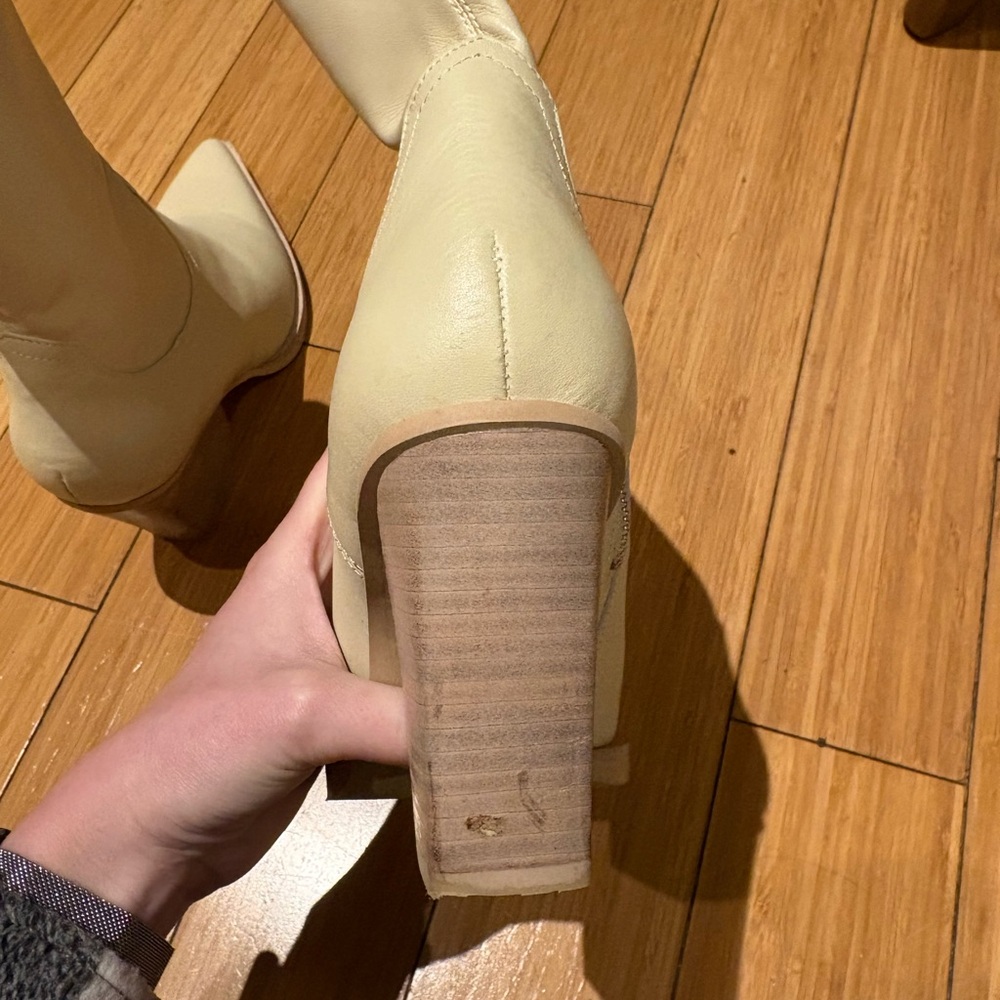 Dolce Vita Cream Heeled Boots - Picture 6 of 11